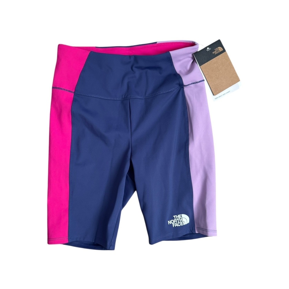 The North Face Girls Bike Shorts Colorblock Activewear Purple Pink Size L 12 NEW